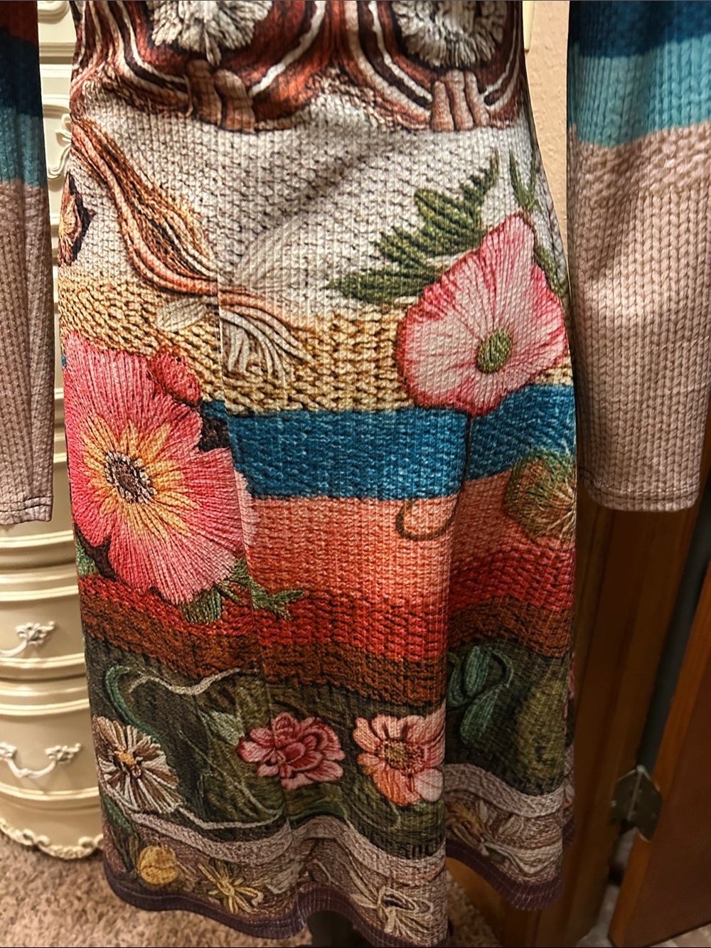 Floral Multicolor Long Sleeve Knit Dress EXCELLENT CONDITION - Picture 7 of 15